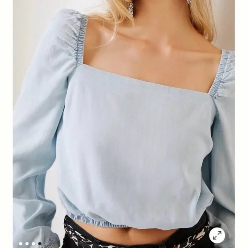 Cloth & Stone Smocked Chambray Top XS Anthropologie
